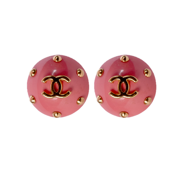 Vintage Chanel CC Studded Clip On Earrings