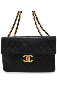 Jumbo Single Flap Shoulder Bag in Quilted Lambskin Leather