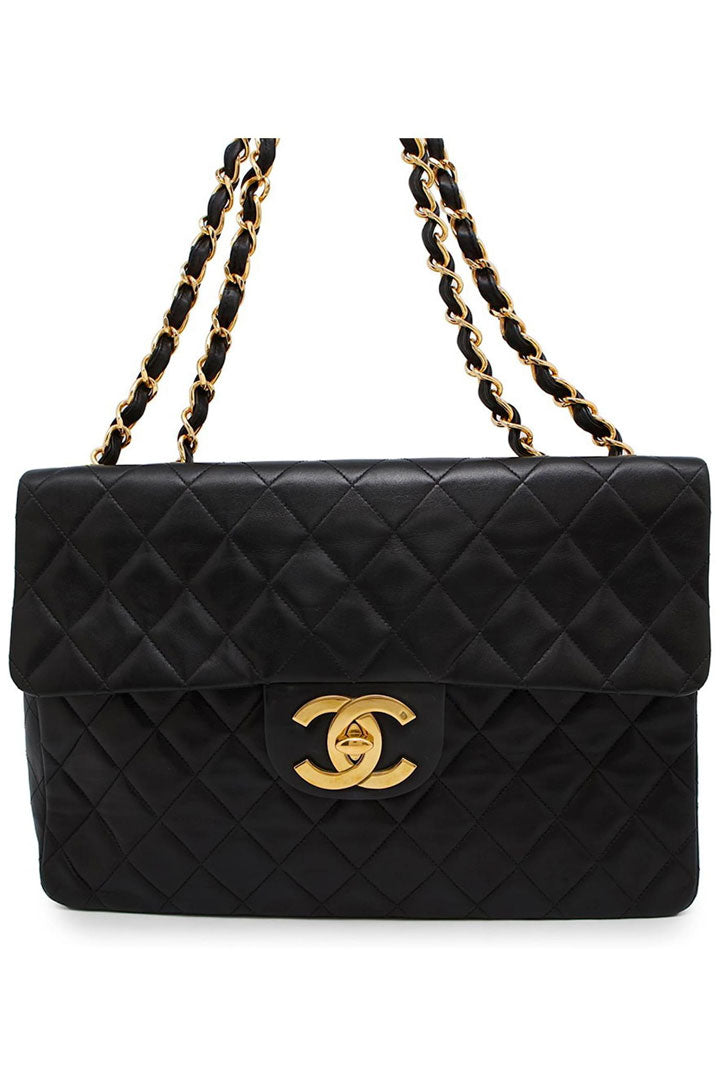 Jumbo Single Flap Shoulder Bag in Quilted Lambskin Leather