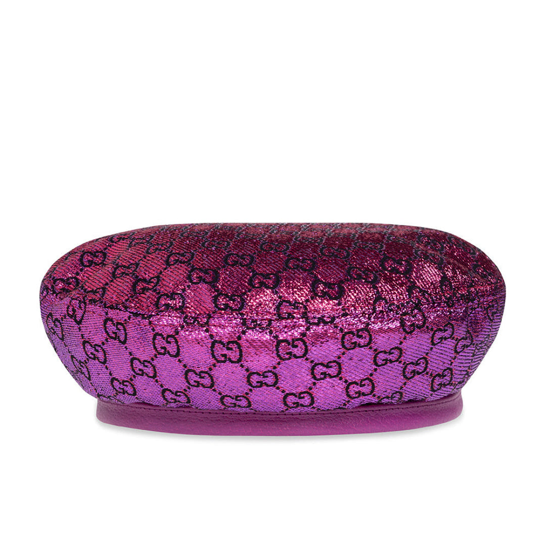 Gucci GG Monogram Lamé Beret In Pink