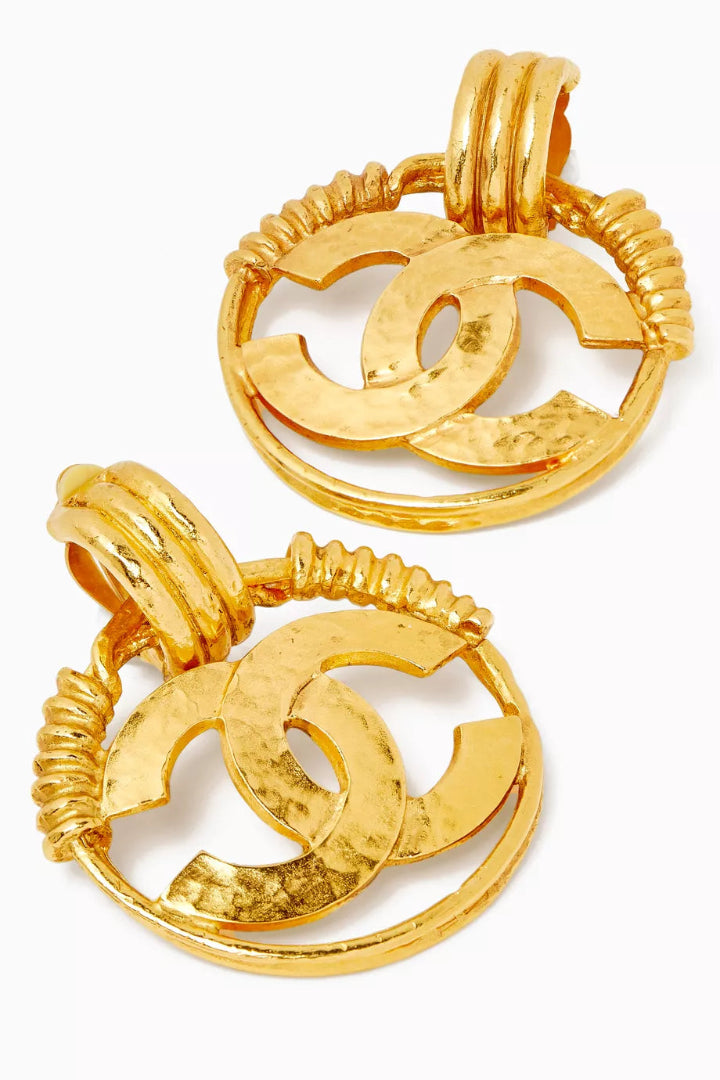 Vintage Gold Plated CC Logo Earrings