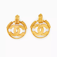 Vintage Gold Plated CC Logo Earrings