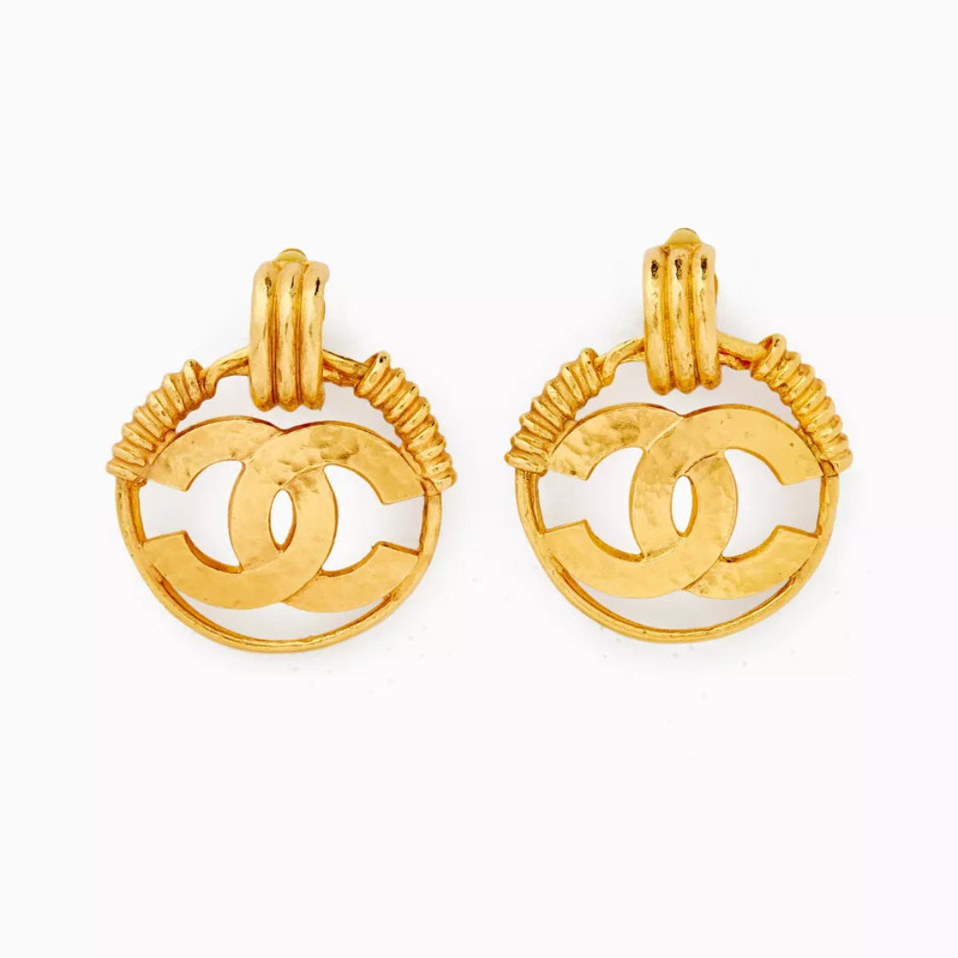 Vintage Gold Plated CC Logo Earrings