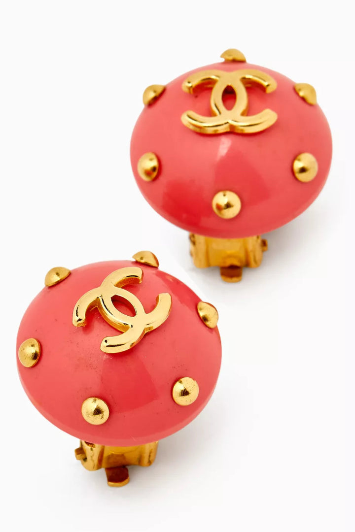 Vintage Studded Clip On Earrings