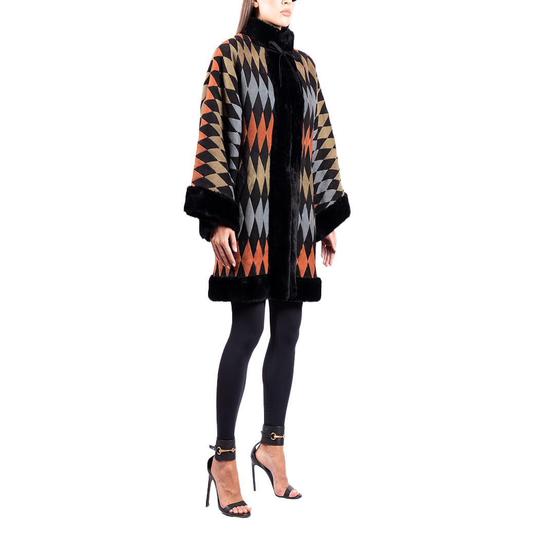 Christian Dior Vintage Manteau Harlequin Fur Coat