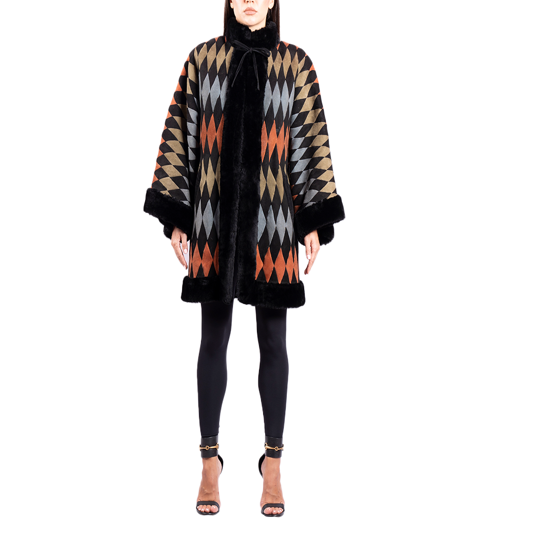 Christian Dior Vintage Manteau Harlequin Fur Coat