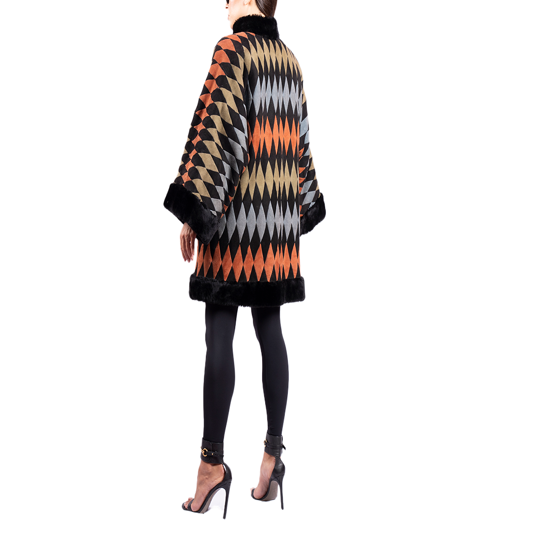 Christian Dior Vintage Manteau Harlequin Fur Coat
