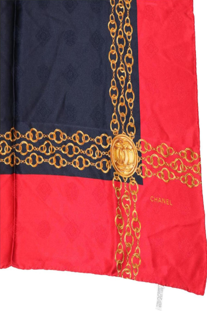 Vintage Chanel Silk Satin Scarf Coco Jewelry Print