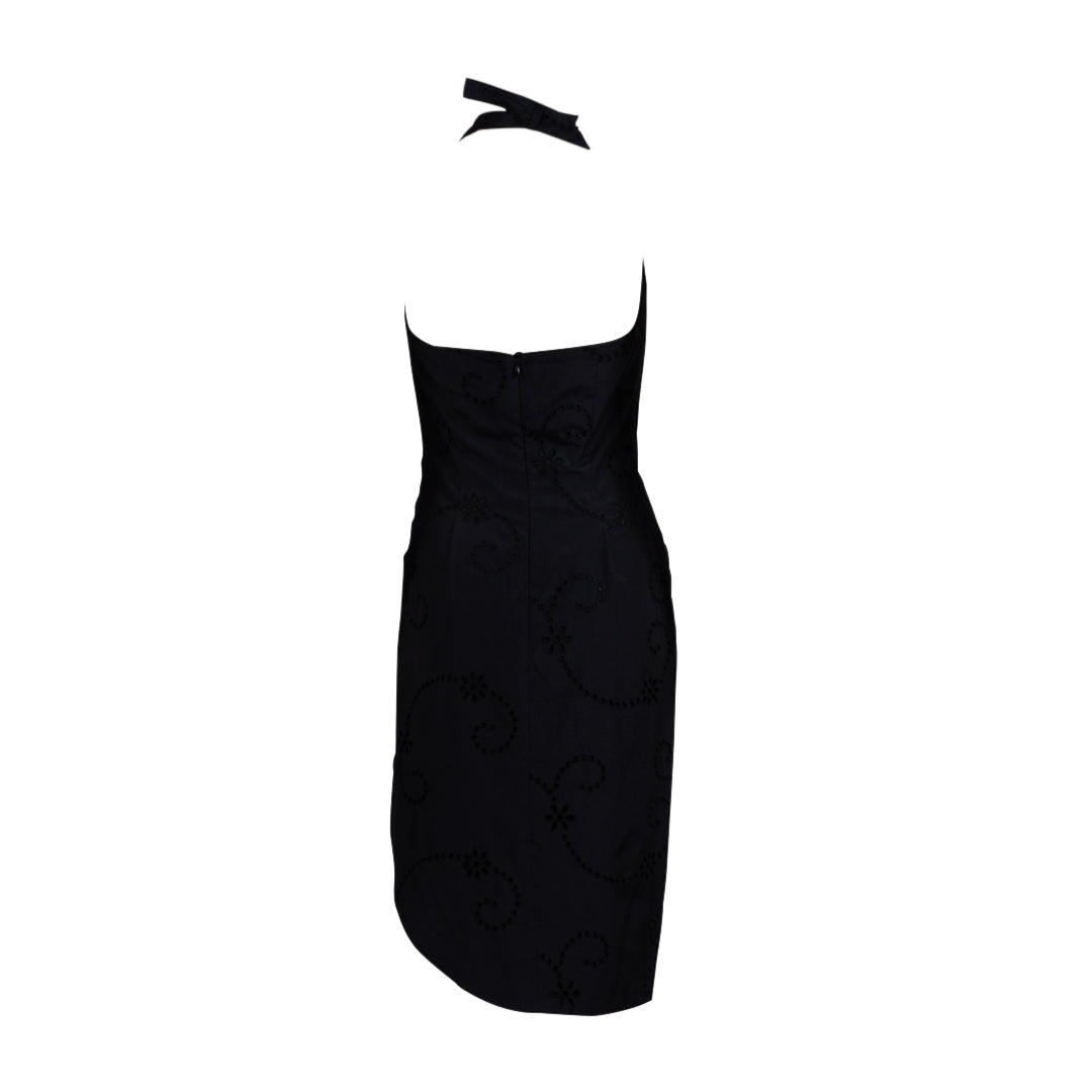 Vivienne Westwood Vintage Black Embroidered Halter Dress