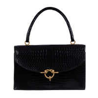Hermès Vintage Handbag In Black Croco