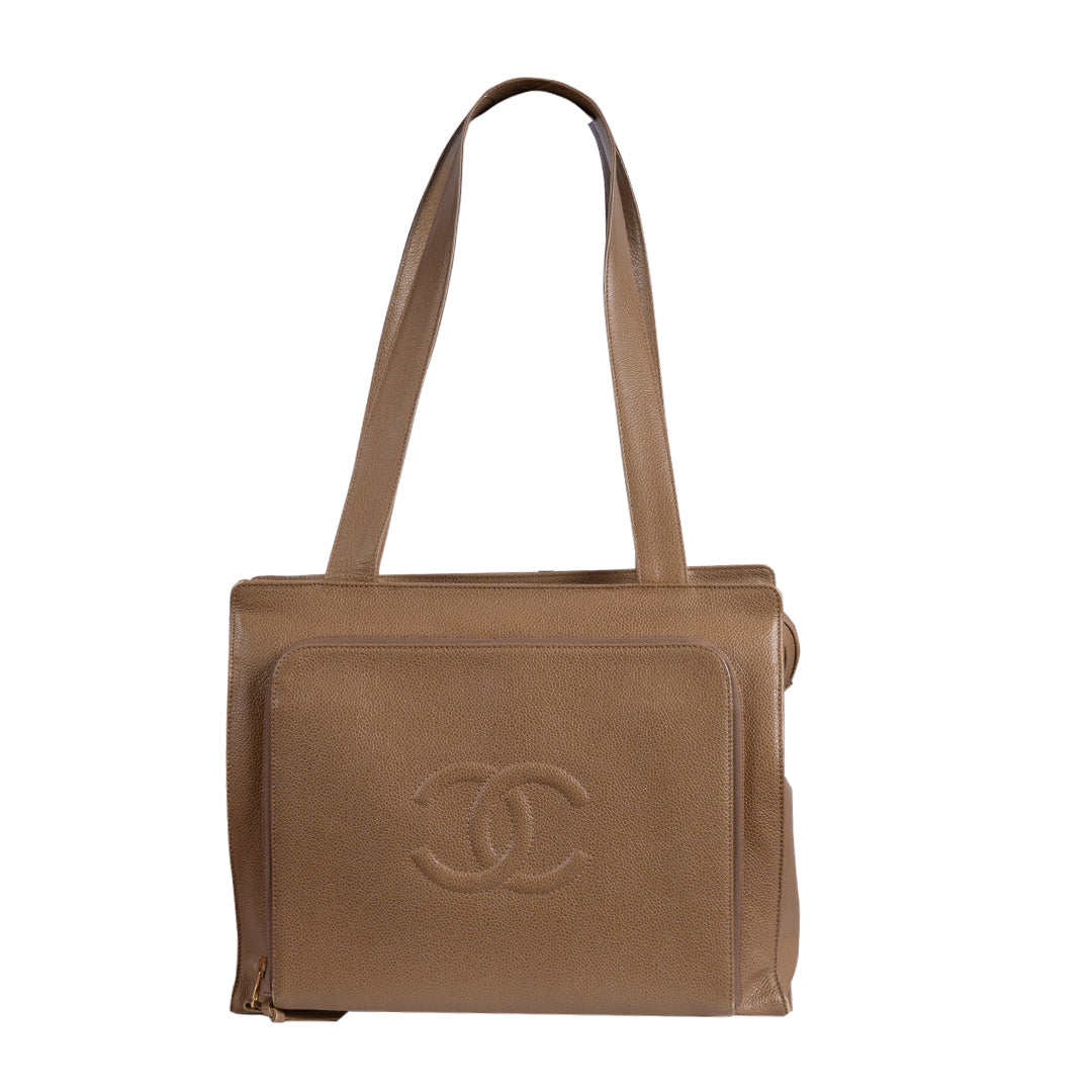 Chanel Vintage Beige Logo Handbag