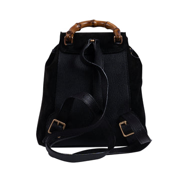 Black Bamboo Leather Backpack