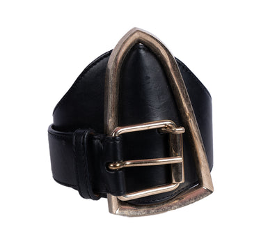 Leather Belt  Gold Buckle