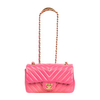 Chanel Vintage Pink Chevron Quilted Mini Flap Bag