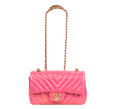 Pink Chevron Quilted Mini Flap Bag Circa 2015 Handbag