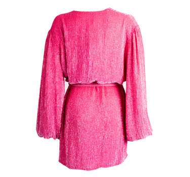 Gabrielle Sequin Robe Hot Pink