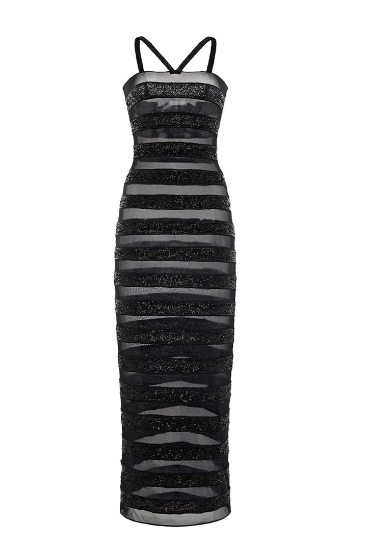 Paillettes Stripes Dress