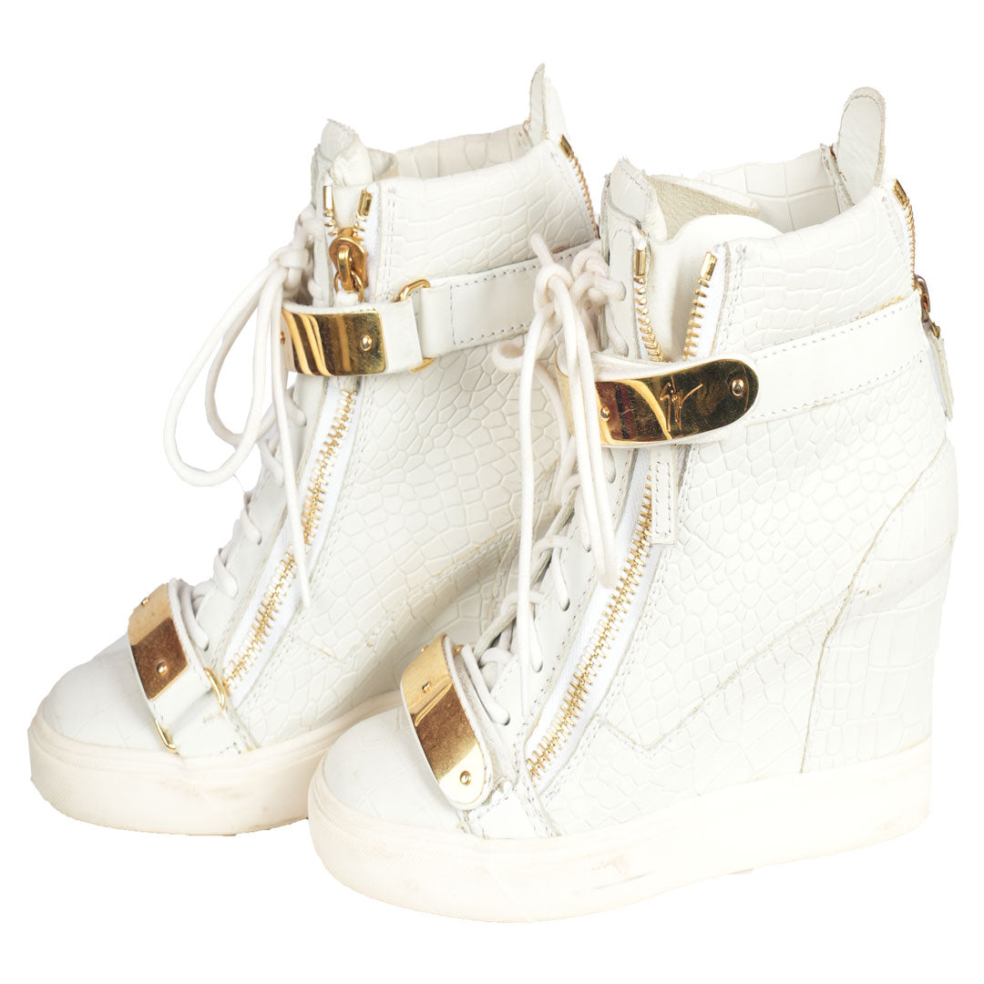 White Croc Heel Sneaker