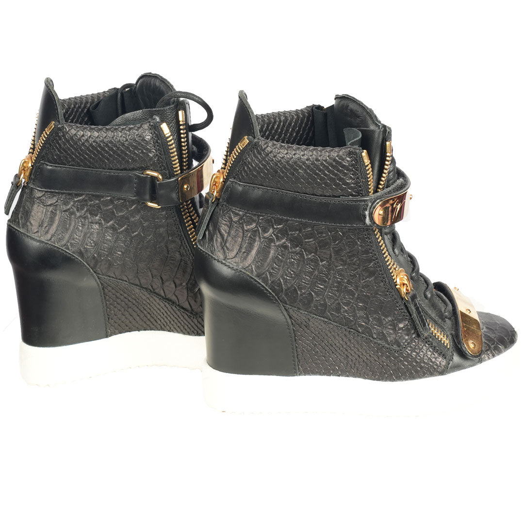 Black Croc Heel Sneaker