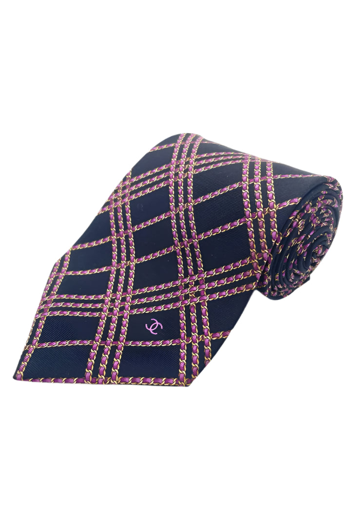 Chanel Tie Silk Black Pink