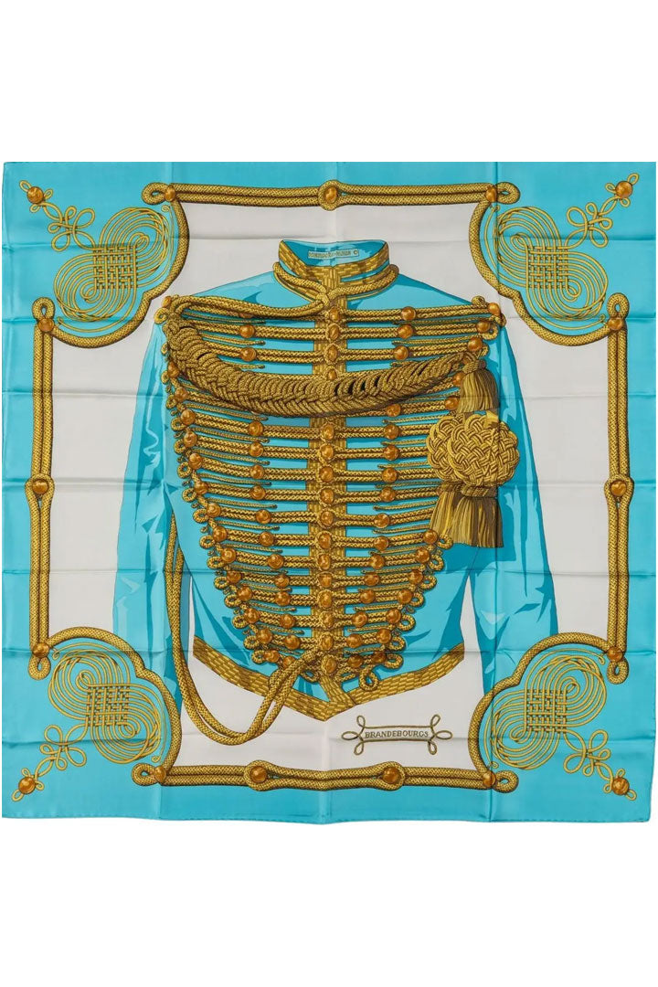 Hermès Brandebourgs Turquoise Silk Scarf