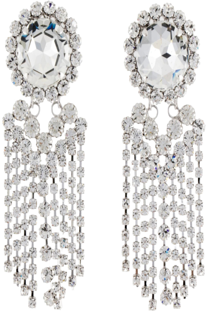Round Crystal Silver Earrings