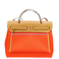 (New) Hermès Bicolor Herbag 31 PM Toile Vache Hunter Bag