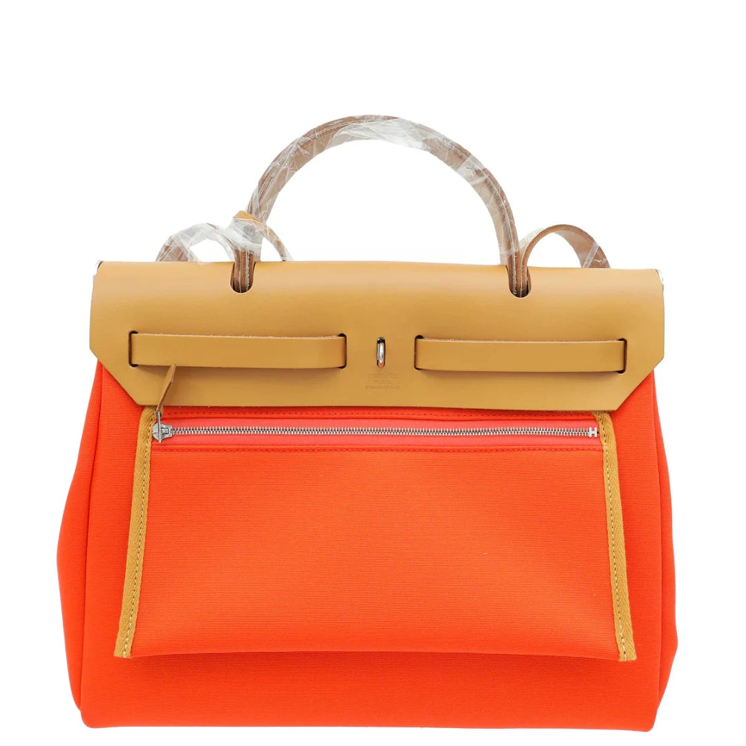 (New) Hermès Bicolor Herbag 31 PM Toile Vache Hunter Bag