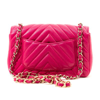 Chanel Vintage Pink Chevron Quilted Mini Flap Bag