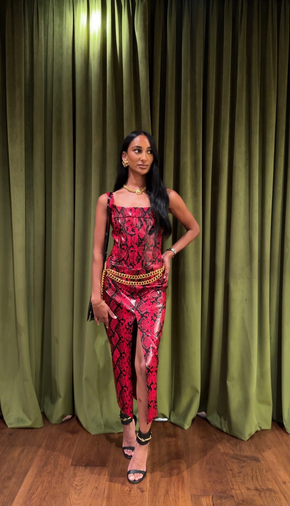 Python Printed Corset Top & Skirt