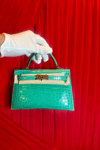 (New) Kelly II Sellier Mini Vert Jade Shiny Alligator Gold Hardware