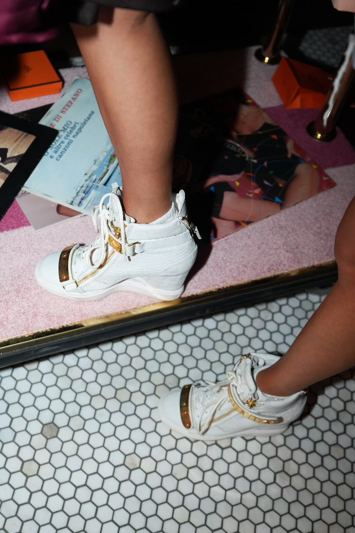 White Croc Heel Sneaker