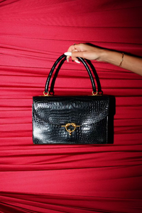 Hermès Vintage Handbag In Black Croco