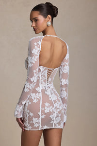 Andreia  Lace-Detail Corset Mini Dress in White