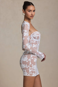 Andreia  Lace-Detail Corset Mini Dress in White