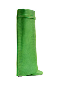(New) Shark Lock Boots Wide Fit In Satin With Strass