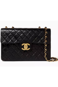 Jumbo Single Flap Shoulder Bag in Quilted Lambskin Leather
