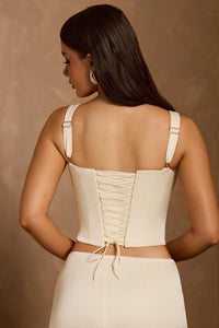 Hannie Lace-Up Corset Top in Ivory