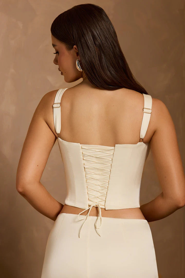 Hannie Lace-Up Corset Top in Ivory