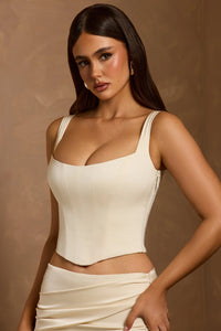 Hannie Lace-Up Corset Top in Ivory