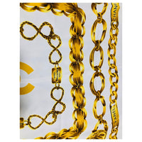 Vintage Silk Chanel CC Chain Scarf Cream And Gold 31 Rue Cambon Paris