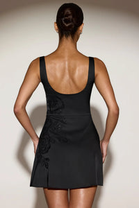 Jacelyn Embellished Scoop-Neck A-Line Mini Dress