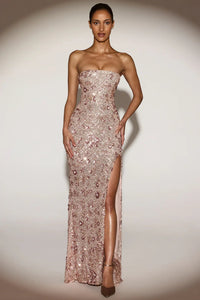 Solenna  Embellished Strapless Gown