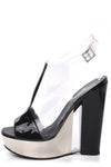 Patent PVC Peep Toe Wedge Sandals Transparent Black