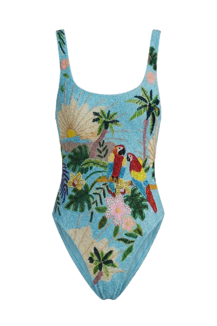 Pandora Luxe Hand Beaded Baby Blue Swimsuit