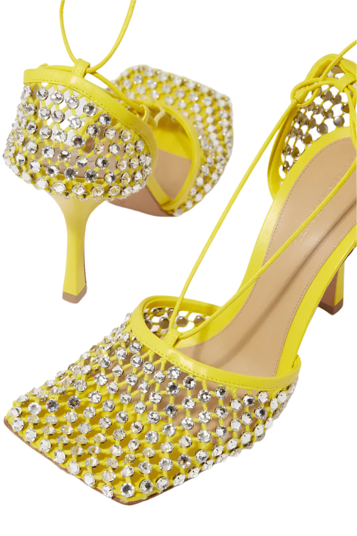 (New) Bottega Veneta Sparkle Stretch Sandals in Leather & Mesh