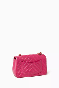 Chanel Vintage Pink Chevron Quilted Mini Flap Bag