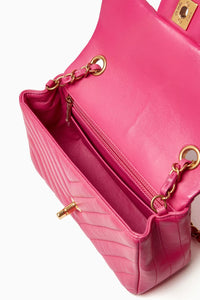 Chanel Vintage Pink Chevron Quilted Mini Flap Bag