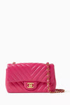 Chanel Vintage Pink Chevron Quilted Mini Flap Bag