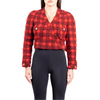 Vintage Black Red Plaid Cropped Wool Jacket